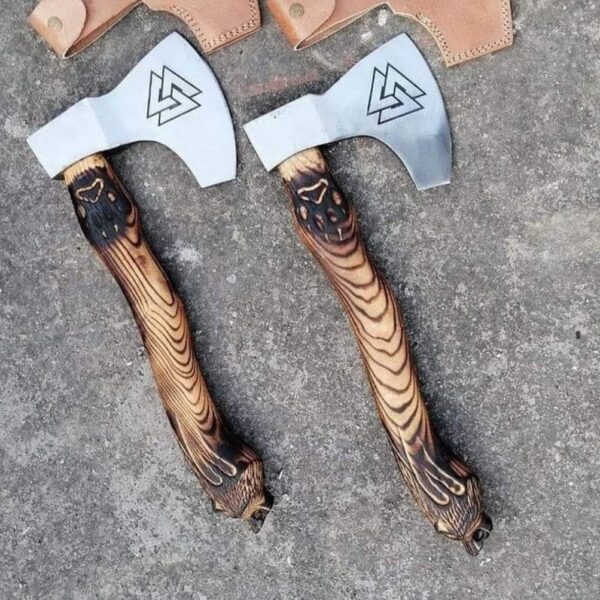 Hand-Forged Viking Axe – Wolf, Lion Axe