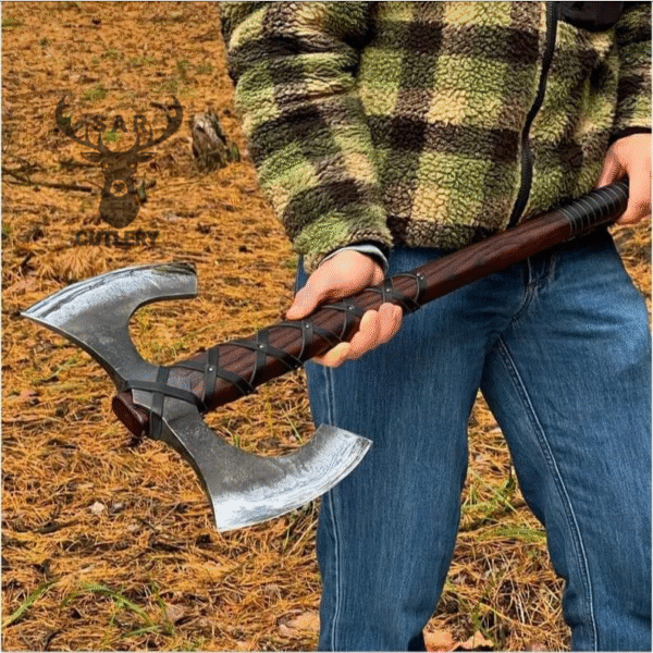 Hand-Forged Viking Double-Edged Axe "Havamal"