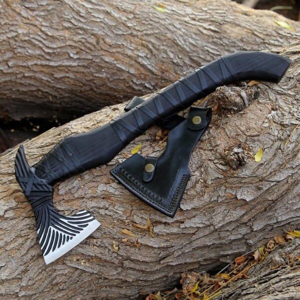 Custom Handmade Forge Axe with Leather Wrapping - Image 2