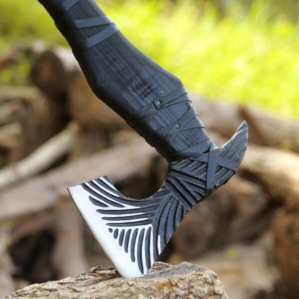 Custom Handmade Forge Axe with Leather Wrapping - Image 3