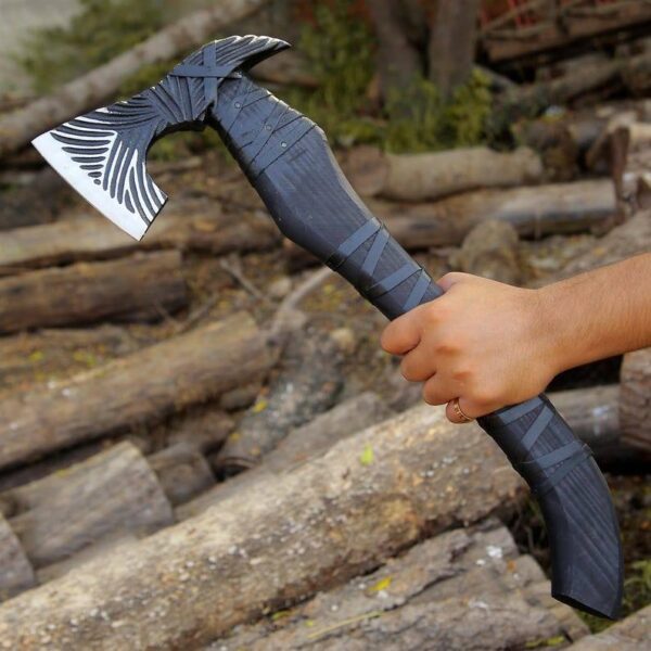 Custom Handmade Forge Axe with Leather Wrapping - Image 5