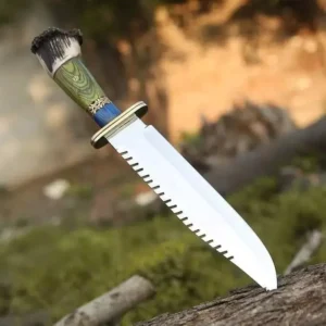 D2 Steel Stag Antler Handle Bowie Knife With Sheath