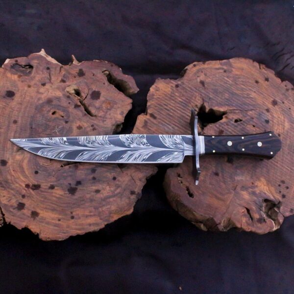 Handmade Feather Damascus Bowie Knife - Sar cutlery - Image 3