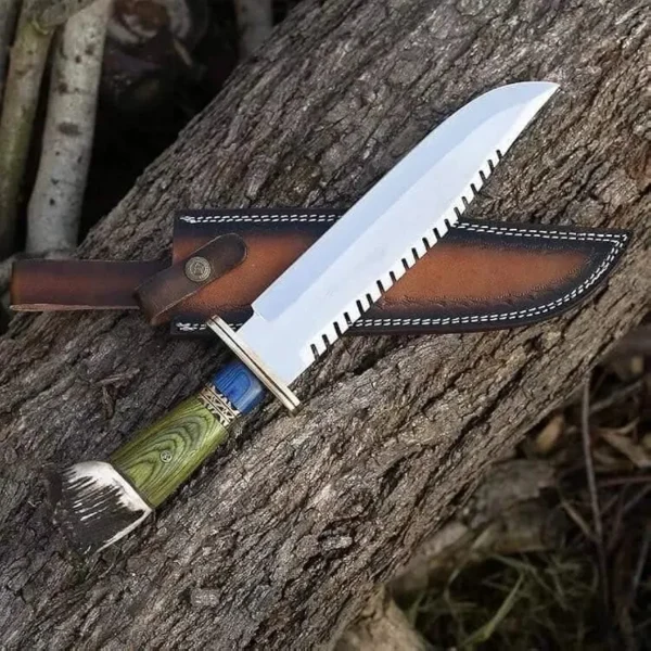 D2 Steel Stag Antler Handle Bowie Knife With Sheath - Image 3