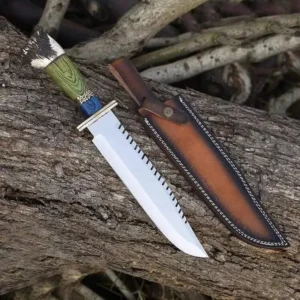 D2 Steel Stag Antler Handle Bowie Knife With Sheath