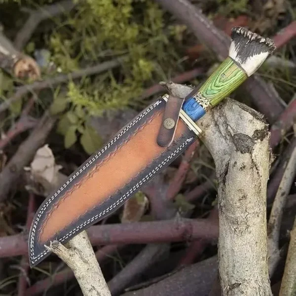 D2 Steel Stag Antler Handle Bowie Knife With Sheath - Image 4