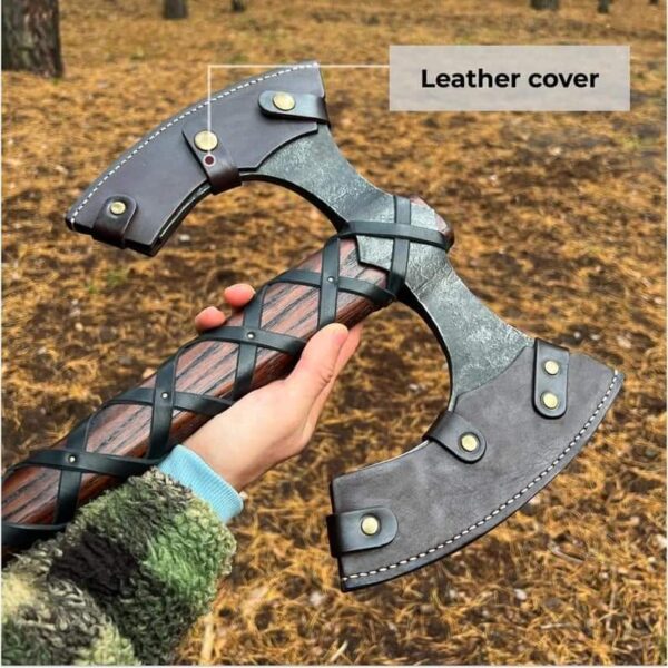Hand-Forged Viking Double-Edged Axe "Havamal" - Image 4