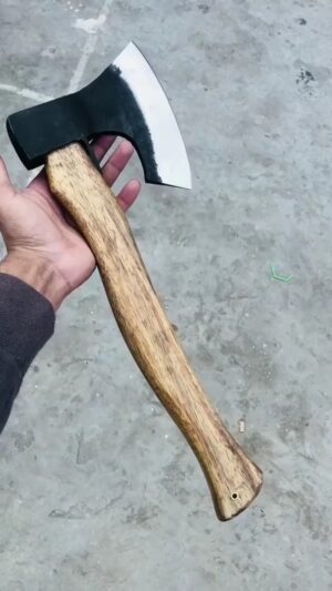 Hand-Forged High Corban Steel Axe With Leather Sheath