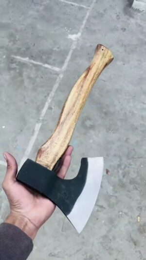 Hand-Forged High Corban Steel Axe With Leather Sheath