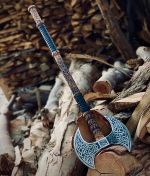 Handmade Double Head Edge Viking Axe Engraved Wood Handle