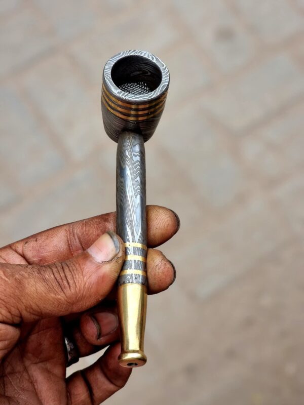 Handmade Elegant Smoke Fusion Damascus Smoke Pipe, Ashtray - Image 3