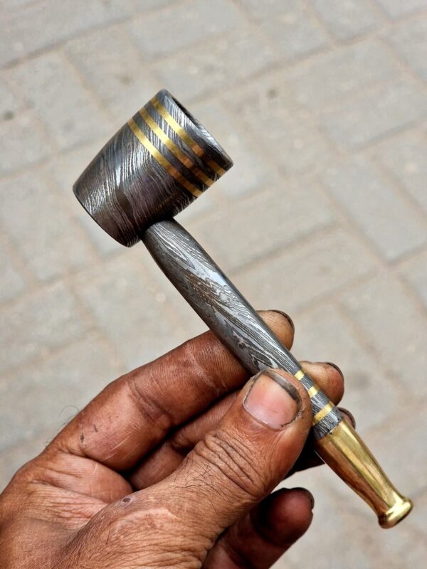 Handmade Elegant Smoke Fusion Damascus Smoke Pipe, Ashtray - Image 4