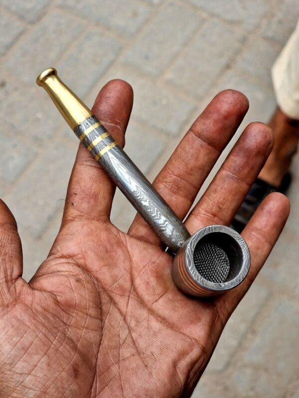 Handmade Elegant Smoke Fusion Damascus Smoke Pipe, Ashtray - Image 5
