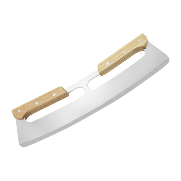 Pizza Cutter Rocker Sharp Stainless Steel with Wooden Handle - Image 2