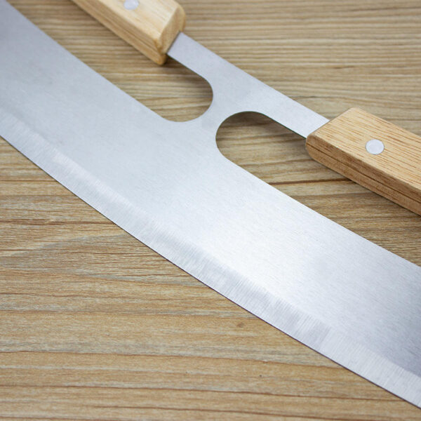 Pizza Cutter Rocker Sharp Stainless Steel with Wooden Handle - Image 3