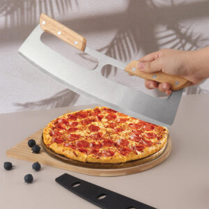 Pizza Cutter Rocker Sharp Stainless Steel with Wooden Handle