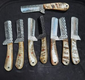 Lot of 12 Pcs Bull Cutter knife with Skinner Knife | leather Sheath