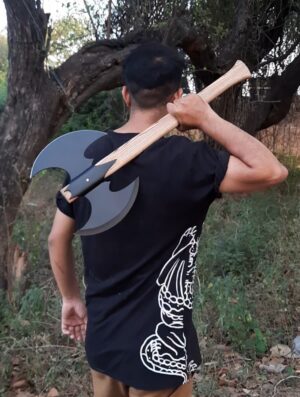 Hand Forged Carbon Steel Batman Axe With Leather Sheath